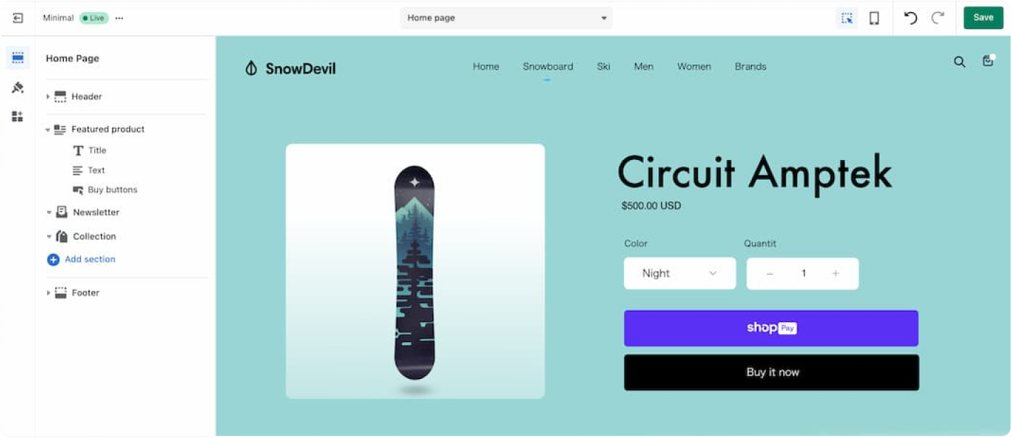 Shopify Store Editor Interface